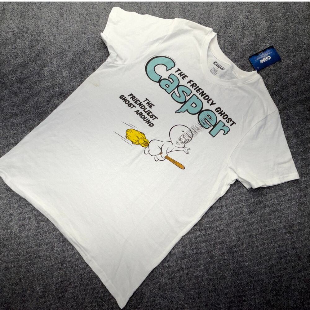 NEW Casper The Friendly Ghost Graphic T-Shirt White Cartoon Tee Large 2022